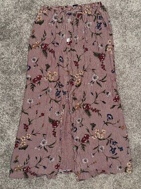 Vintage TAG Red and Cream Gingham Midi Skirt Size Small
